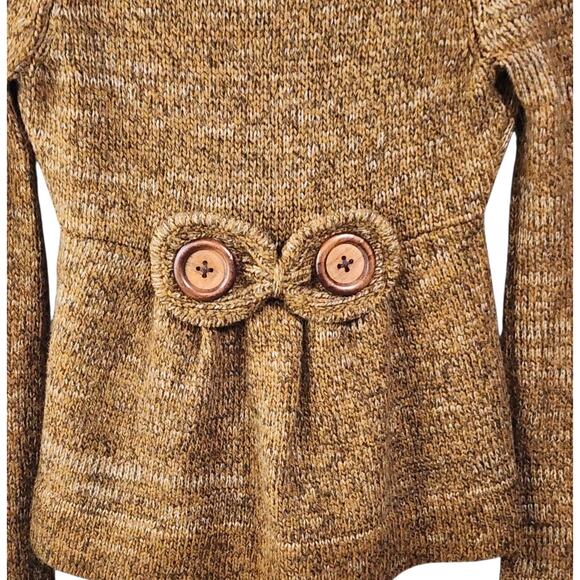 In Stitches Wool Blend Cardigan Wood Buttons Chunky Cozy Brown Womens Small - Picture 7 of 11